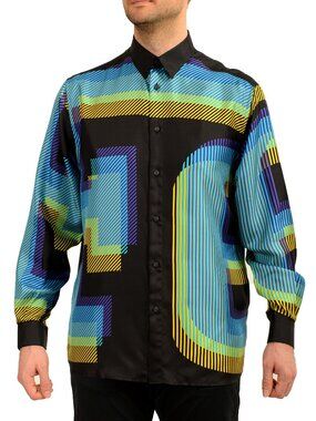 Scuderia Ferrari Printed "Flunga Hologram" 100% Silk Shirt US S IT 48